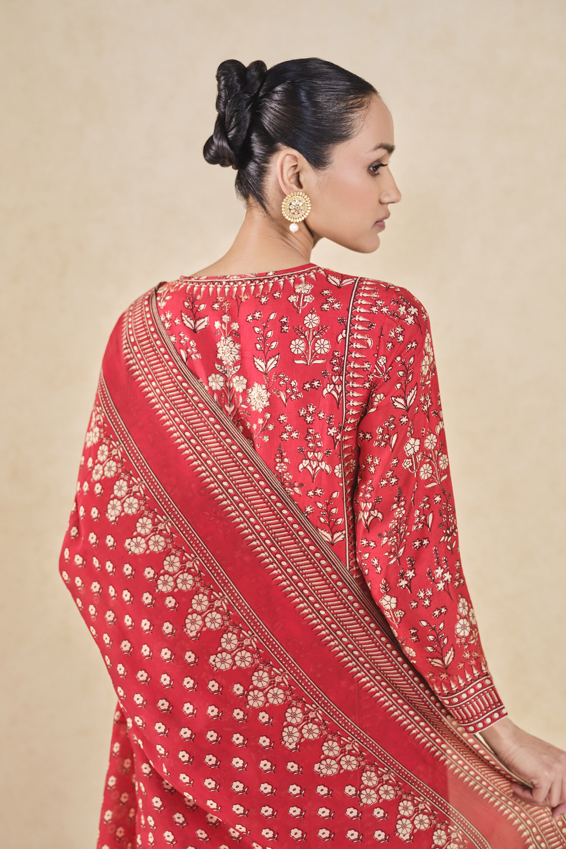 Niral Printed Silk Anarkali Set - Red, Red, image 7